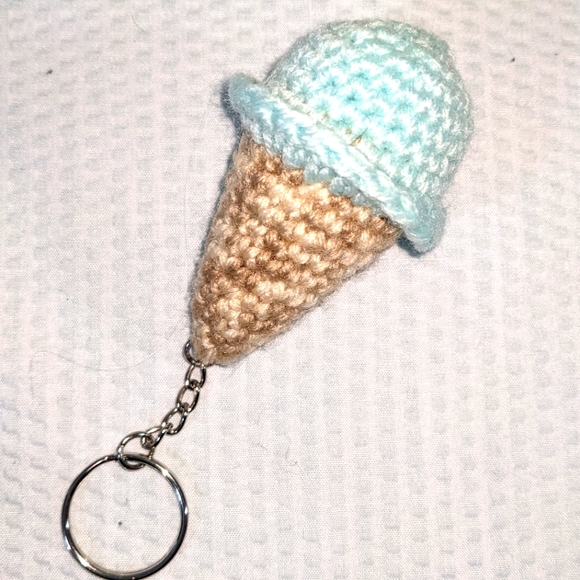 Hand Crafted Accessories - SOLD! Ice-cream Cone Crochet Keychain HANDCRAFTED Handmade